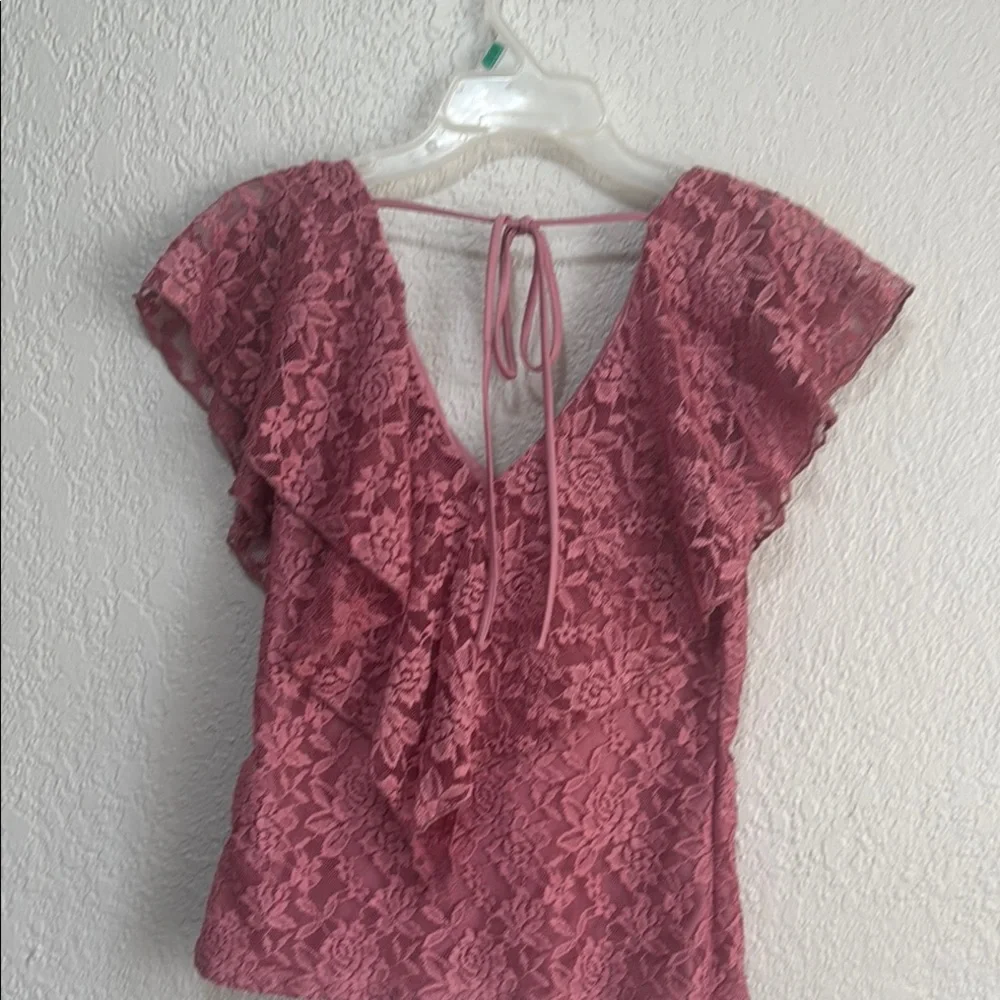 Pink Lace Ruffle Top - Picture 2 of 2